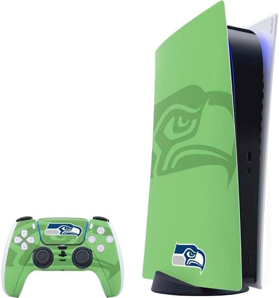 Skinit Decal Gaming Skin Compatible with PS5 Bundle - Officially Licensed NFL Seattle Seahawks Double Vision Design