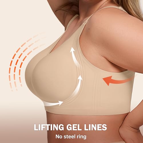 Image of LetsJoli Bras for Women Supportive Wireless Push Up Bra Full Coverage No Underwire Seamless Plus Size for Older Women