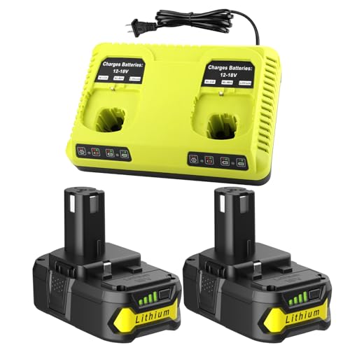 ANTRobut 2Pack Replacement for Ryobi 18V Batteries 3.5Ah + 2-Port P117 Fast Charger for Ryobi ONE+ P108 P107 P105 P103 P102