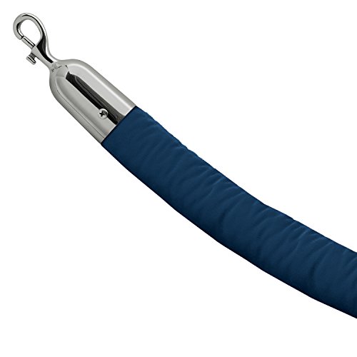 40% Off Discount Lavi Industries Velvet Rope with Snap Hooks, 4 feet long, Cambridge Blue and Polished Stainless Steel