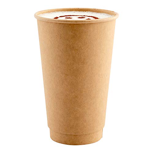 Image of Restaurantware 16-Ounce Disposable Cups, Pack of 500 Double Wall Hot Cups - Lids Sold Separately, Rippled Wall and Kraft Paper Insulation, Ideal for Serving Coffee, Hot Chocolate, Tea, and More