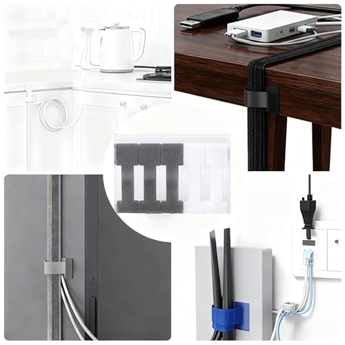 Cintas adhesivas de velcro para gestión de cables, ajustables y estables, para escritorio, hogar y oficina, 50 piezas por caja miniatura 6