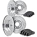 Dynamic Friction Company Front and Rear Brake Rotors Drilled and Slotted Silver with 5000 Euro Ceramic Brake Pads - 7604-20011