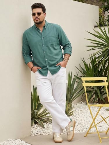 Image of Urbano Plus Men's Cotton Full Sleeve Regular Fit Solid Oxford Shirt with Button-Down Collar