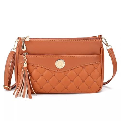 Image of SHAMRIZ Korean Style Quilted Sling Bag for Girls | Cute Heart Pattern Crossbody Purse with 3 Zipper Compartments | Fancy Tassel Side Bag for Party, Wedding & Gifts | Mini Slingbag /One Side Bag