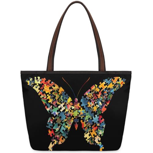 Large Tote Bag For Women Alphabet Chart Dinosaur Work Cloth Bags With Zipper Reusable Grocery