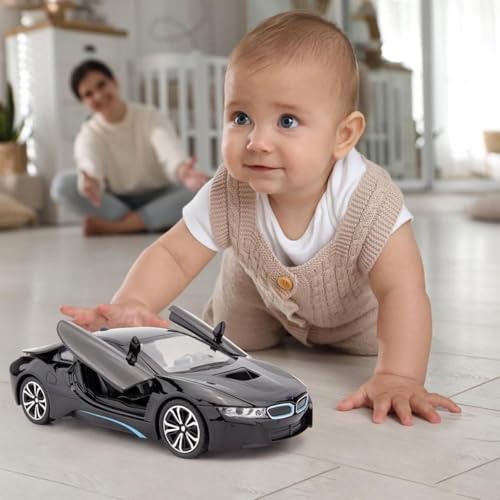 Image of Scale Exclusive Alloy Metal Pull Back | Die-cast Car Model with Sound Light Mini Auto Toy for Kids Metal Model Toy Car with Sound and Light (1.22 Scale -B-M-W I8-Black)