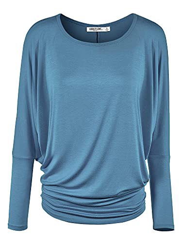 LL WT826 Women's Casual Flowy Draped Long Sleeve Batwing Dolman