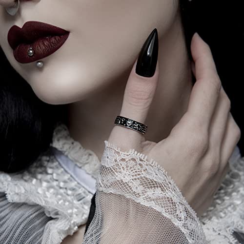 'Alchemy' Band Ring By Rogue+Wolf Silver Engagement Anxiety Rings For Women, Matching Couple Gothic Boho Wiccan Fashion Jewelry, Cute Stainless Steel Witchy Gifts For Teen Girls, Cool Anime Emo Indie Trendy Punk Cottagecore Rings Aesthetic For Men (Us7) #TOP4