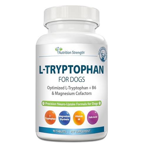 Image of Precision L-Tryptophan for Dogs 90 Chewable Tablets | Optimized Neuro-Uptake Formula with B6 & Magnesium for Maximum Brain Absorption | Advanced Calming Tablets for Stress Relief
