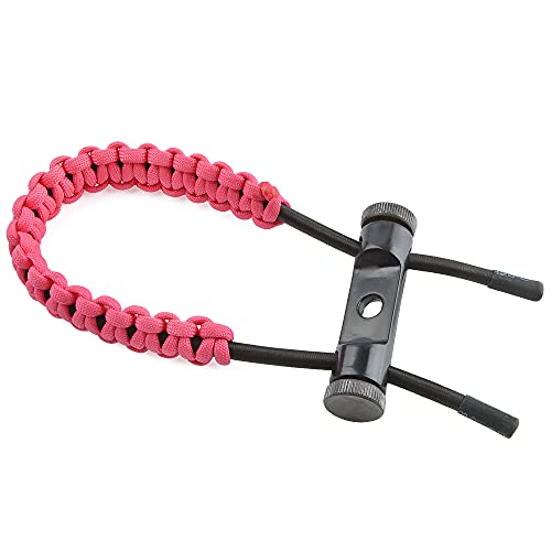AMEYXGS Sangle de Poignet Arc Ajustable Corde Tressée avec Dragonne Tir à l'arc pour Arc Classique et Arc à Poulies (Rose) Cover