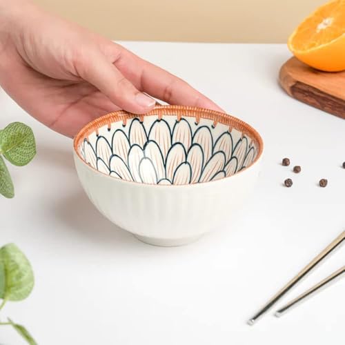 Image of Lellow Ceramic Bowl Set of 4 | Microwave Safe | Dishwasher Safe | Lead-Free Food Grade Glazed Bowls | Ideal for Soup, Salad, Dessert Serving- Petal Pattern