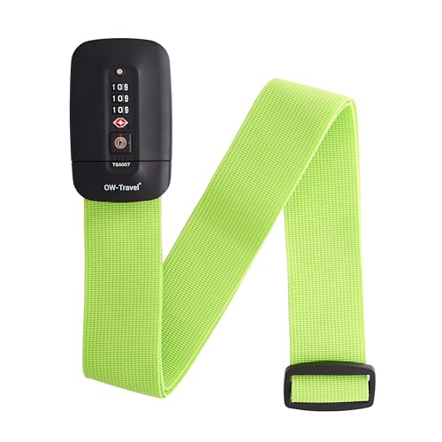 OW-Travel Sangle Valise Voyage TSA (1 pc Verte) Sangles Bagages Facile à Repérer. Sangle pour Valise de Voyage avec Etiquette. Sangles à Bagage: Bagage Ceinture Valises. Accessoires Avion