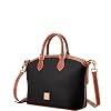 Dooney & Bourke Satchel Handbags for Women, Domed Leather Satchel Bag with Top Handles and Removable Crossbody Strap - Black