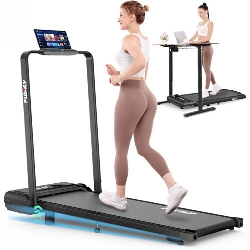 Image of Walking Pad Treadmill,Incline Foldable Treadmill with Handrail, 300lbs Capacity, Folding Treadmills for Home Office