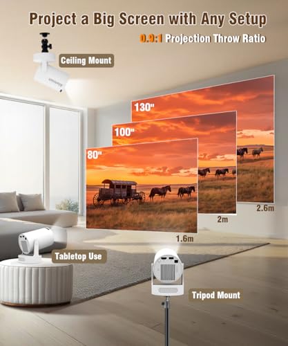 Image of Mini Projector with Wifi and Bluetooth, Portable 4K Support Smart Proyector