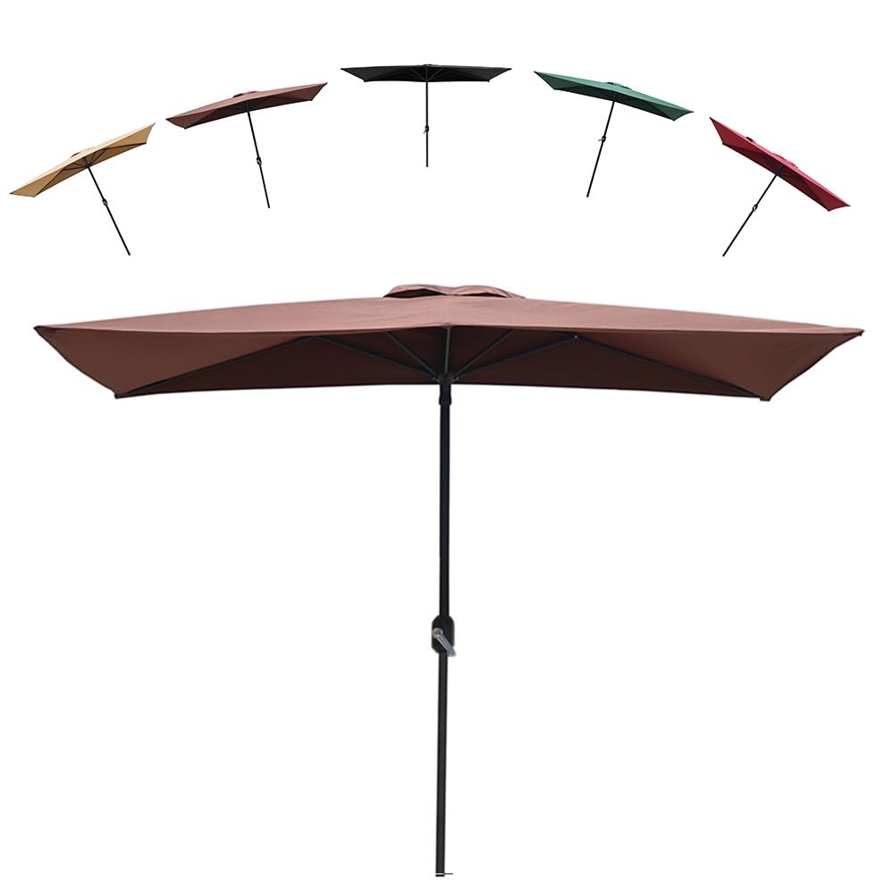 Piccolo ombrellone da esterno per balcone, semi-rettangolare, a parete, ventilato con manovella (nero)