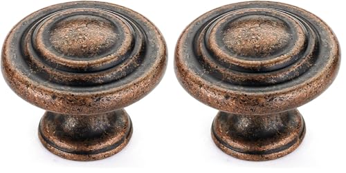 Image of Richelieu Hardware BP10734193 Notre-Dame Collection 1 5 /16-inch (34 mm) Antique Copper Traditional Cabinet and Drawer Mushroom Knob for Kitchen, Bathroom, and Furniture (Pack of 2)