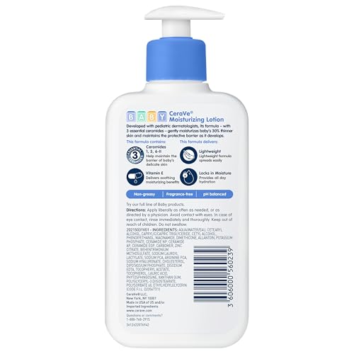 Image of CeraVe Baby Lotion 8 Ounce Gentle Baby Skin Care with Hyaluronic Acid Paraben & Fragrance Free
