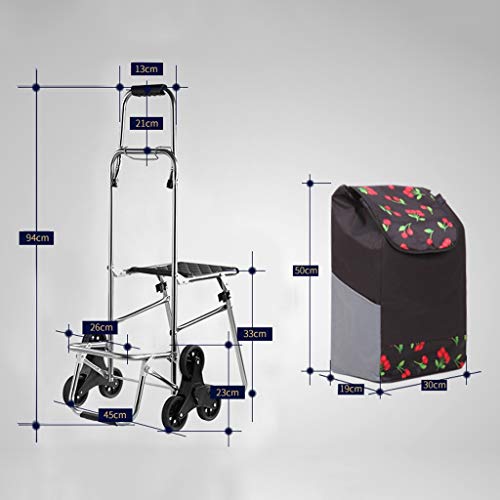 ZLASS Einkaufstrolleys Kletternde Treppe Einkaufswagen, der tragbaren Gepäckwagen mit Schemeln faltet Hauptwarenkorb… – Bild 3