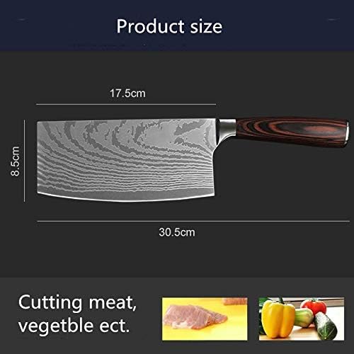 Meat Cleaver,Cleaver Knife, Sharp Molybdenum Vanadium Steel Vegetable Knife Household Large Slice Meat Kitchen Chef Knife Pattern Knife Cleaver Slicer
