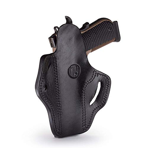 1791 Gunleather 1911 Holster, Right Hand OWB Leather Gun Holster for Belts fits All 1911 Models with 4" and 5" Barrels (Shiny Black)