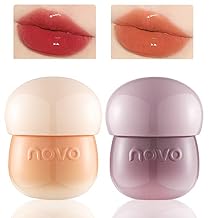 2Pcs Tinted Mushroom Lip Gloss, Long Lasting Jelly Lip Tint Hydrating,Jelly Texture Moisturising Acorn Lip Baim,Moisturise and Lighten Lip Lines,Easy to Carry