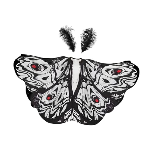 Cape papillon adulte en polyester avec coiffe pour carnaval