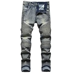 Distressed Blue Biker - Stretch
