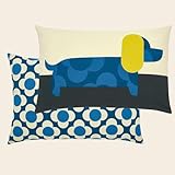 Housse 100 % coton Orla Kiely Coussin garni teckel 40 x 60 cm (bleu)