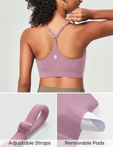 Image of Heathyoga Sports Bras for Women Adjustable Strappy Sports Bra Y-Back Low Impact Racerback Workout Bra with Removable Pads