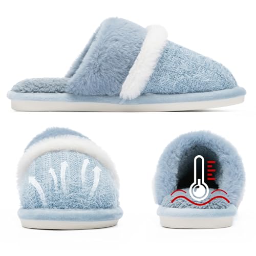 Image of GOEWY Cozy Slippers for Women Indoor and Outdoor Fuzzy House Shoes with Memory Foam Anti-Skid Sole Gifts for Women Mom Ladies