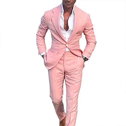 Mens Casual Slim Fit 2 Pieces Suit Beach Wedding Tuxedo Prom Grooms Blazer4