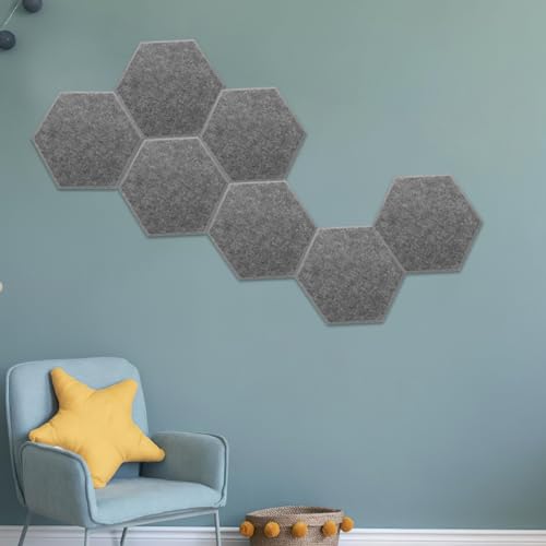 Paneles acústicos hexagonales 8 piezas, paneles absorbentes de sonido, fieltro para insonorización, paneles adhesivos para pared, reducción de ruido, gris oscuro miniatura 2