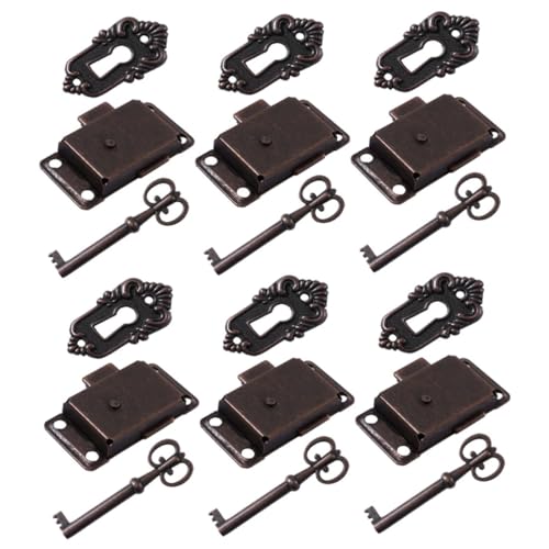 UKCOCO 6ensembles Serrures Antiques Décoratives Pour Meubles Et Boîtes À Bijoux De Verrous Vintage Pour Rénovation De Meubles