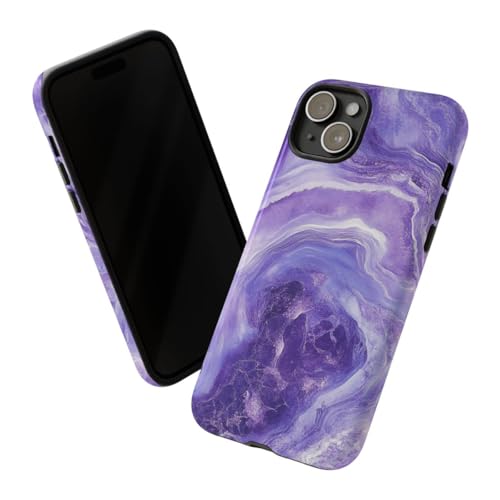 Texture marbre violet Coque rigide brillante iPhone 15 Plus protection - 2