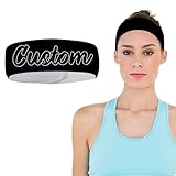 Zbgfjnx Add Your Photo Text Logo Image Custom Sport Headband Personalized Sweatband for Women Men Customized Headbands for Gym Yoga Cycling Running Basketball Football, Black