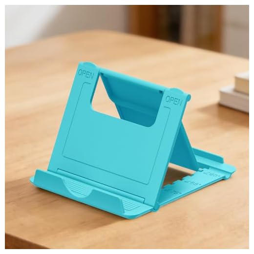 Plastic Multifunctional Cell Phone Stand for Desk Foldable Holder Desk Tablet Holder Mobile Phone Dock, Foldable Pocket-Sized Mount-Blue