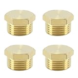 Alide 4 Stück Messing-Endstopfen, G3/8 Zoll (Durchmesser 16 Mm) Außengewinde, Rohrblindstopfen Mit Sechseckiger Ausführung, Gewindefitting