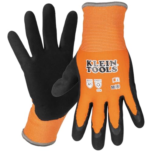 Klein Tools Gants travail hiver ANSI A1, latex, doublure polaire, moyen