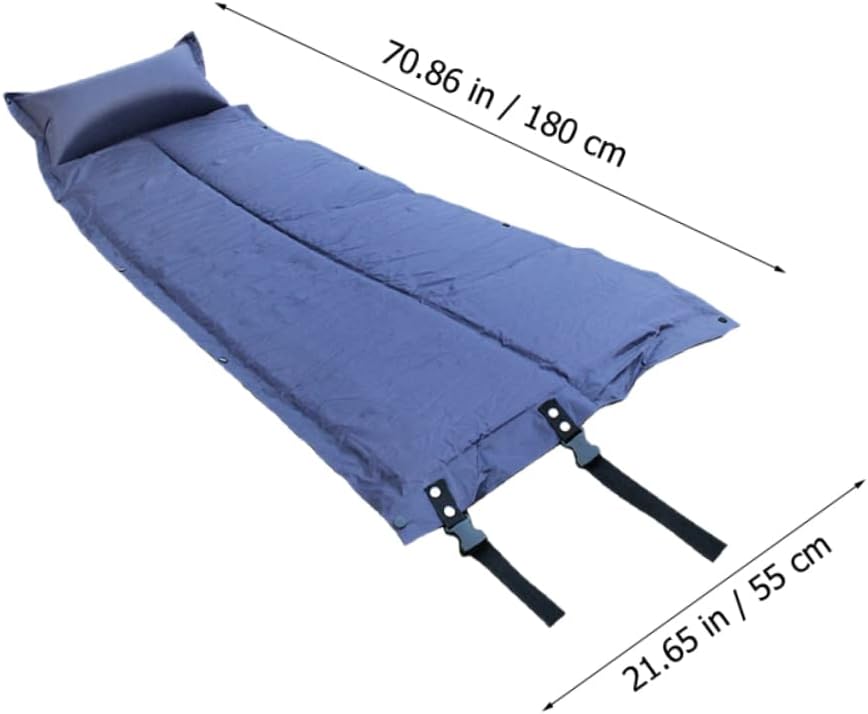 Portable Inflatable Camping Pad with Design and Built in Pillow Wear Resistant Sleeping Mat for Outdoor Hiking Picnic and Single Person Tent Use