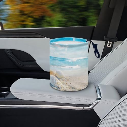 Image of Beach Sea Car Trash Can, Kitchen Camping Trash Can, Women's Car Accessories, Car Seat Back Use Interior Accessories Storage Bag Collapsible Trash Container