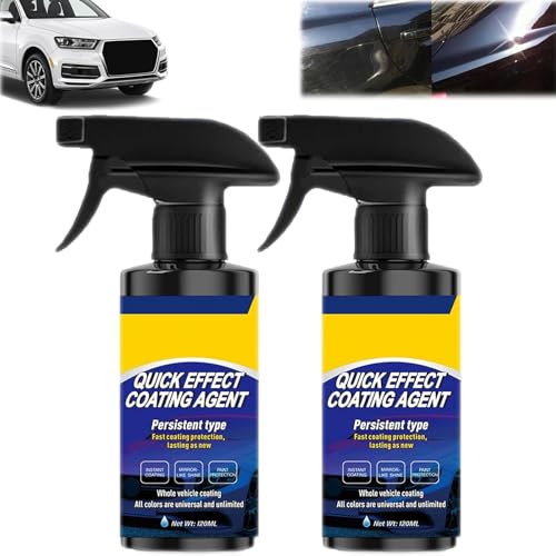 2PCS Car Polish Ceramic Coating Spray, 2025 New Quick Effect Coating Agent, 3 in 1 Multi-functional Car Coating Spray, High Protection Coating Spray, Polish Wax Spray for All Cars & Surfaces
