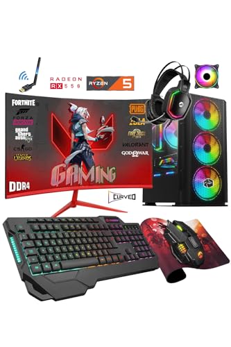 Bilgisayar — Zgx25 Ryzen 5 3600 32Gb 3200Mhz Ram 512Gb Ssd Rx550 Gddr5 23.8" Curved Oyuncu Masaüstü