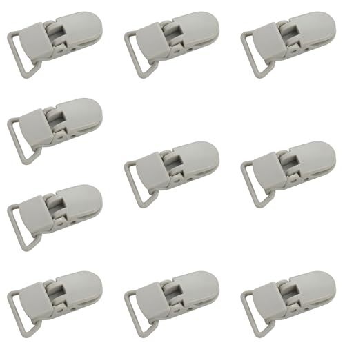 Image of 10-Pack Pacifier Clip Replacement Ends - BPA-Free Plastic Fasteners for DIY Baby Crafts, Sewing Bibs & Blankets Straps (3 /4 Inch, Gray)