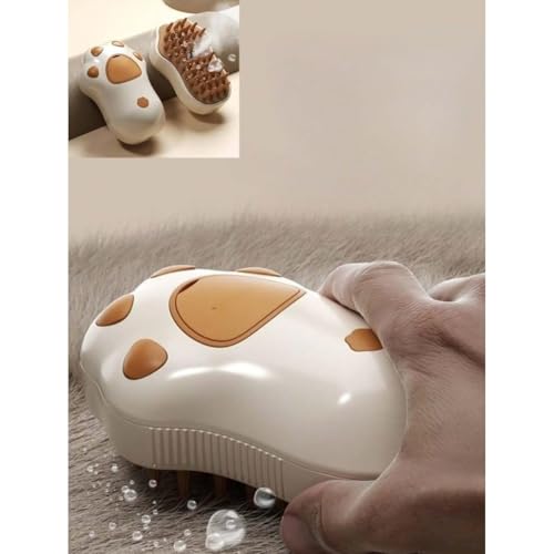 Escova á Vapor Tira Pêlos Pet Cães e Gatos Design Patinhas Removedora Vaporizadora Pente para Animai