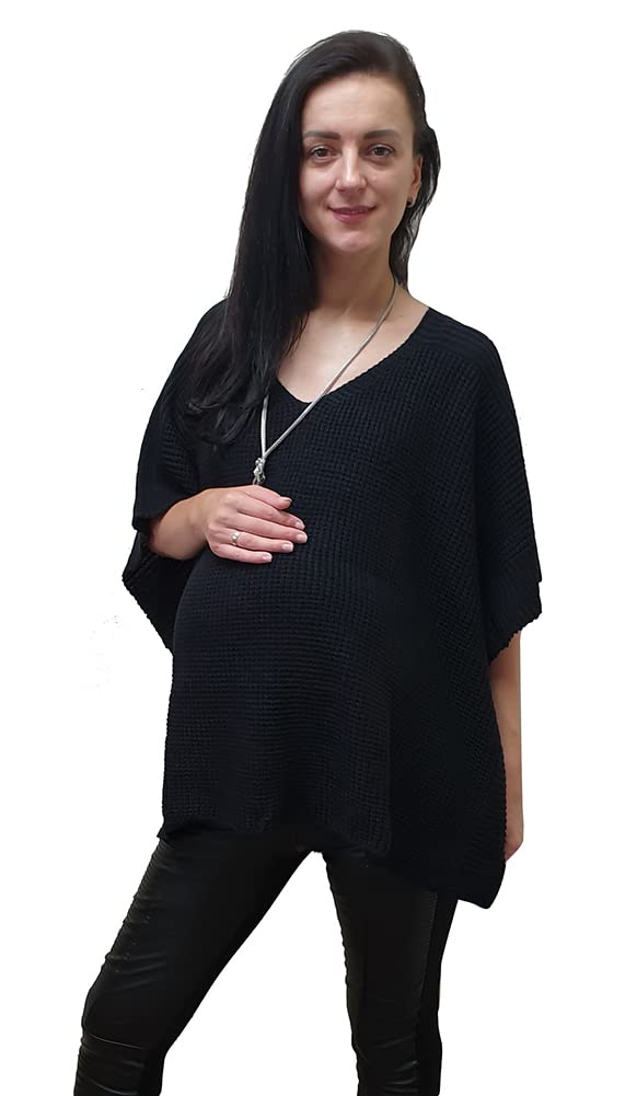 Mimosa Premaman Gravidanza Taglia Unica Poncho Capo a Maglia Collo a V qualità Premium con Bottoni Laterali con Un Sacchetto Regalo Gratuito
