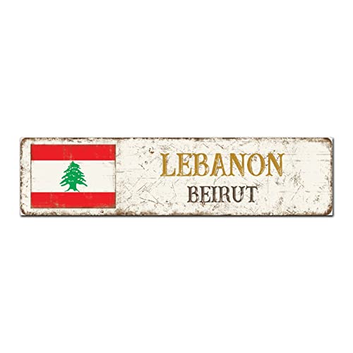 Libanon-Flagge, Holzschild, individuelles Straßenschild, Beirut, Holz, Wandkunst, Landflagge, Dekoration, Wandbehang, Schilder, Dekoration für den Innen- & Außenbereich