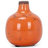 47th & Main Vintage Ceramic Vase 3.25' Mini, Round Orange