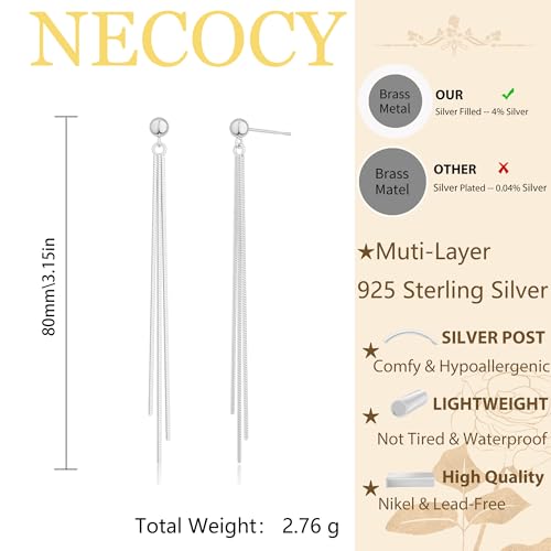 Homecoming Prom 14K Gold/Silver Plated Dangle Earrings for Women Dainty Long Hanging Chain Earrings Trendy Dangling Pearl Threader Earrings for Women Non-Tarnish Jewelry4
